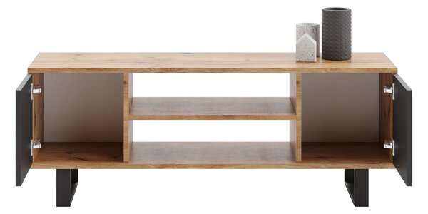 Focus RTV szekrény 135 cm - loft tölgyfa kézműves/fekete