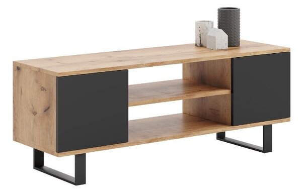 Focus RTV szekrény 135 cm - loft tölgyfa kézműves/fekete
