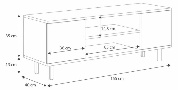 RTV Focus kasmír 155 cm fekete lábakkal