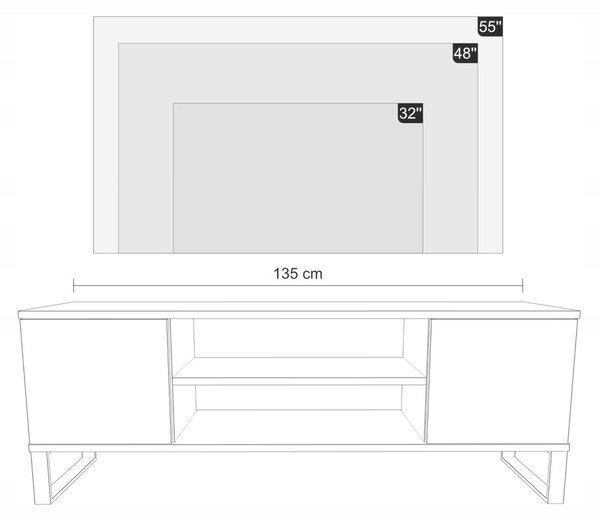Focus loft RTV szekrény 135 cm - dekor lécek tölgyfa kézművesség