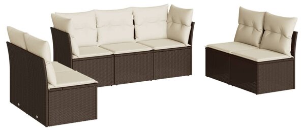 7 részes barna polyrattan kerti ülőgarnitúra párnákkal