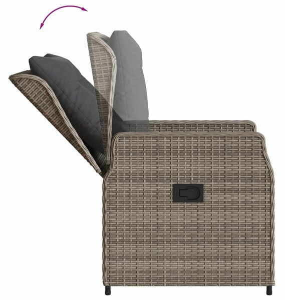 5 részes szürke polyrattan kerti étkezőgarnitúra párnával