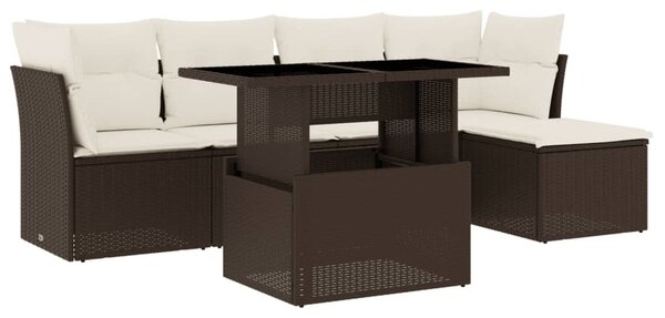 6 részes barna polyrattan kerti ülőgarnitúra párnával