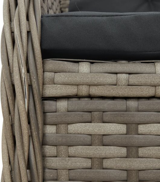 5 részes szürke polyrattan kerti étkezőgarnitúra párnával