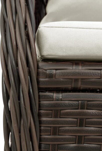 7 részes barna polyrattan kerti étkezőgarnitúra párnával