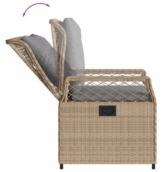 7 részes bézs polyrattan kerti étkezőgarnitúra párnákkal