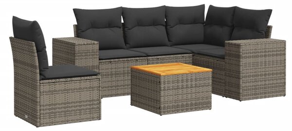 6 részes szürke polyrattan kerti ülőgarnitúra párnákkal