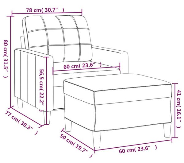 VidaXL tópszínű szövet kanapéfotel lábtartóval 60 cm