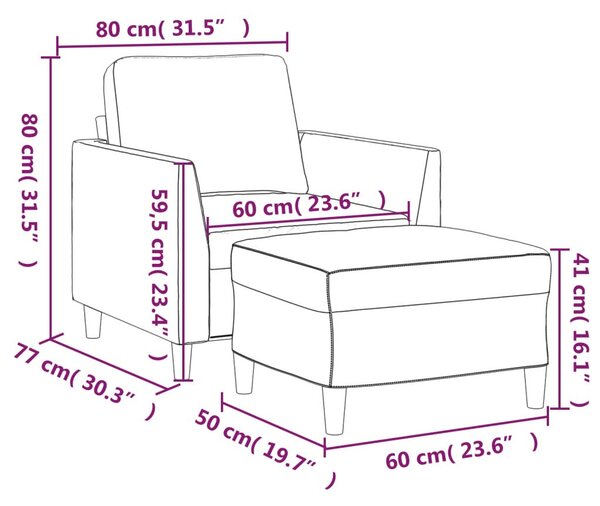 VidaXL kávészínű műbőr kanapéfotel lábtartóval 60 cm