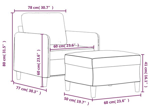 VidaXL bordó szövet kanapéfotel lábtartóval 60 cm