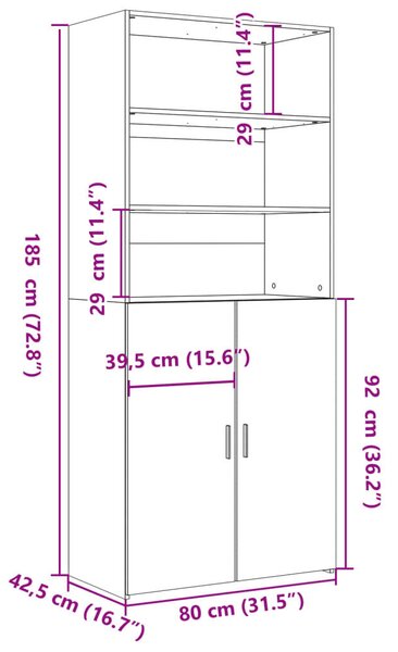VidaXL fehér szerelt fa magasszekrény 80 x 42,5 x 185 cm