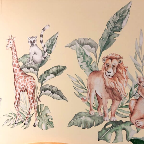 INSPIO - átragasztható textil matrica - Textil falmatrica - SZAFARI állatok a vadonból