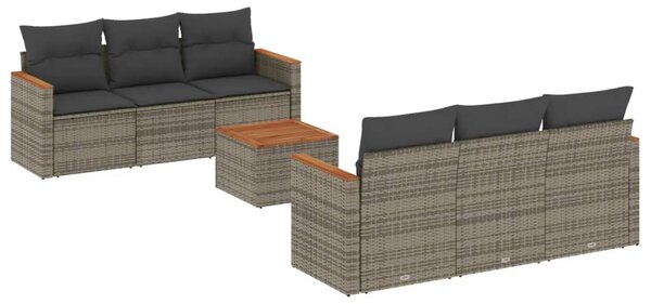 7 részes szürke polyrattan kerti ülőgarnitúra párnákkal