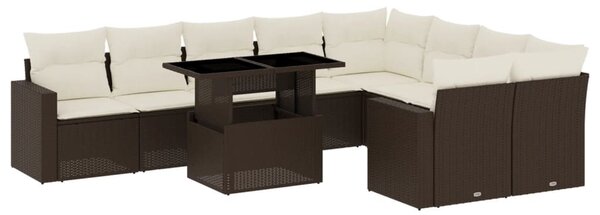 10 részes barna polyrattan kerti ülőgarnitúra párnákkal