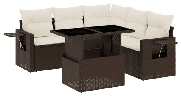 6 részes barna polyrattan kerti ülőgarnitúra párnával