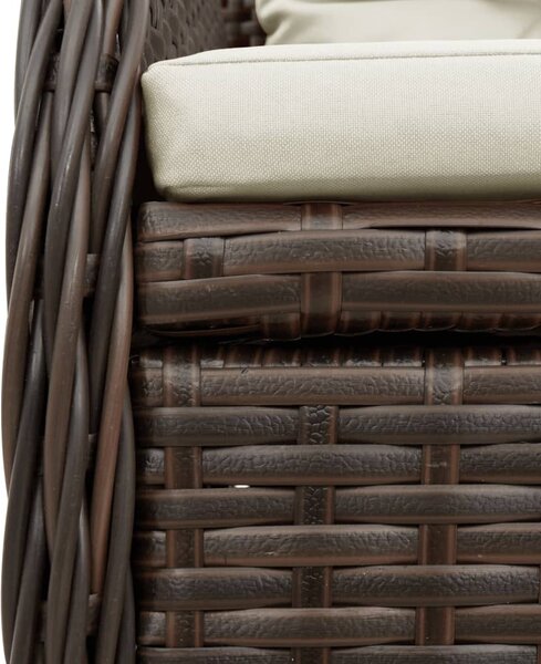 5 részes barna polyrattan kerti étkezőgarnitúra párnákkal