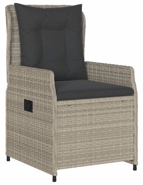 5részes világosszürke polyrattan kerti étkezőgarnitúra párnával