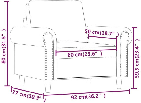 VidaXL világosszürke bársony kanapéfotel 60 cm