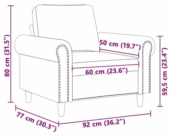 VidaXL fekete bársony kanapéfotel 60 cm