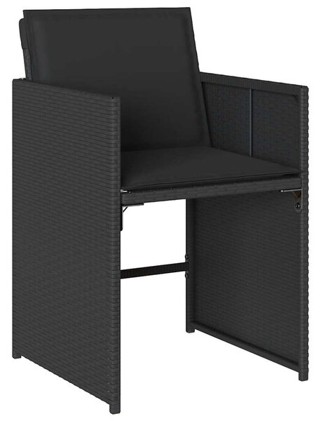 13 részes fekete polyrattan kerti ülőgarnitúra párnákkal