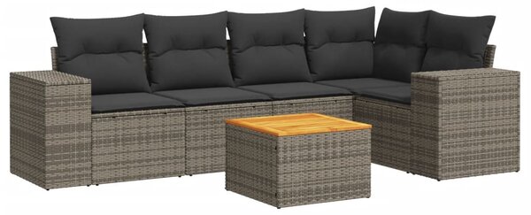 6 részes szürke polyrattan kerti ülőgarnitúra párnákkal
