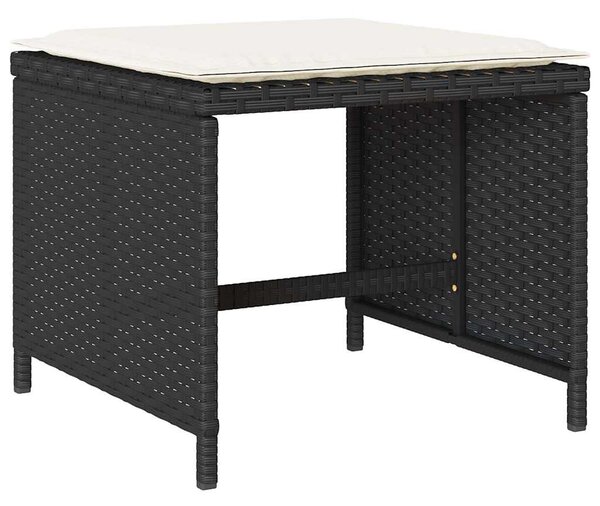 13 részes fekete polyrattan kerti ülőgarnitúra párnákkal