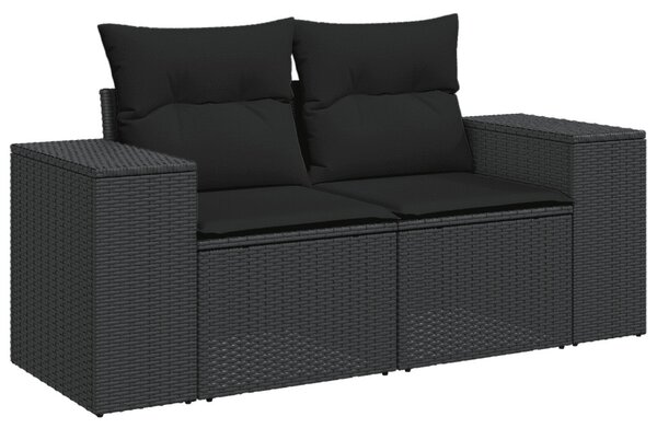 13 részes fekete polyrattan kerti ülőgarnitúra párnákkal