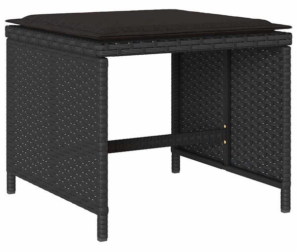 13 részes fekete polyrattan kerti ülőgarnitúra párnákkal