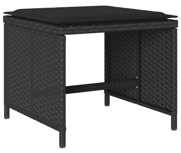 13 részes fekete polyrattan kerti ülőgarnitúra párnákkal