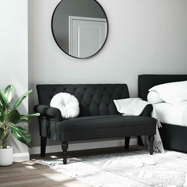 VidaXL fekete szövetpad háttámlával 120 x 62 x 75,5 cm