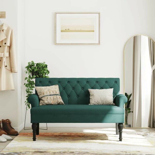 VidaXL sötétzöld szövetpad háttámlával 120 x 62 x 75,5 cm