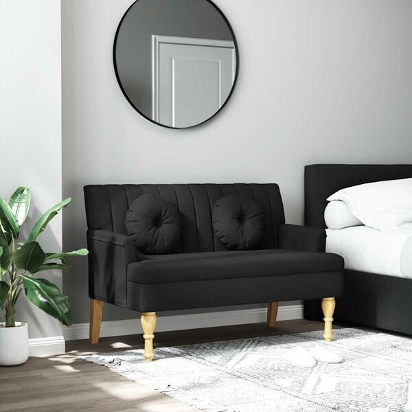 VidaXL fekete szövetpad párnákkal 113x64,5x75,5 cm