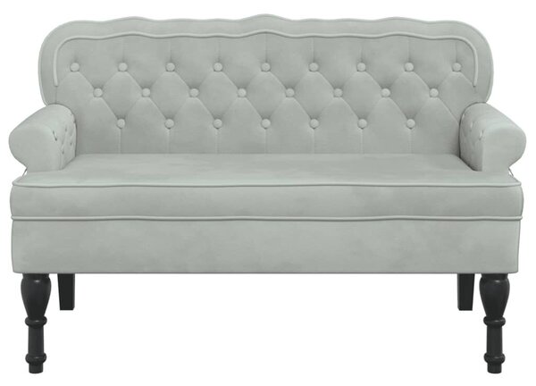 VidaXL világosszürke bársony pad háttámlával 119,5 x 64,5 x 75 cm