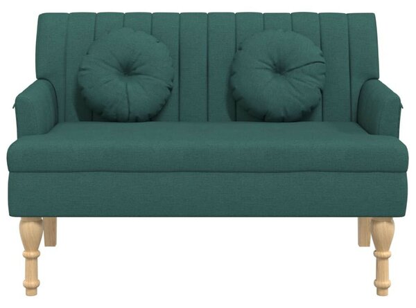 VidaXL sötétzöld szövetpad párnákkal 113x64,5x75,5 cm