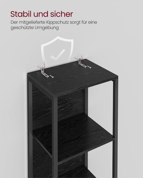 VASAGLE 6 szintes könyvespolc állítható LED-világítással, 178,6 cm, ébenfekete