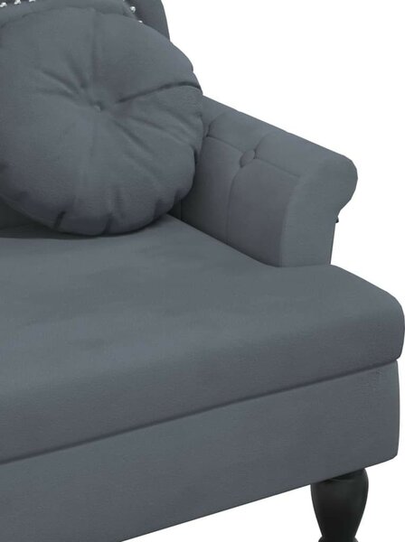 VidaXL sötétszürke bársony pad párnákkal 120,5 x 65 x 75 cm