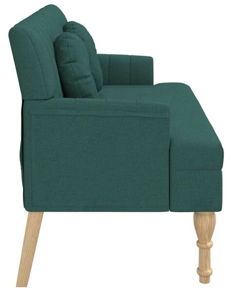 VidaXL sötétzöld szövetpad párnákkal 113x64,5x75,5 cm