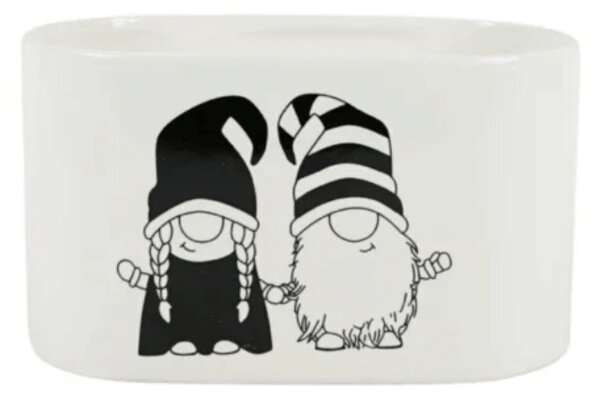 Karácsonyi virágcserép GNOME LOVE kerámia 19,5x11 cm, fehér