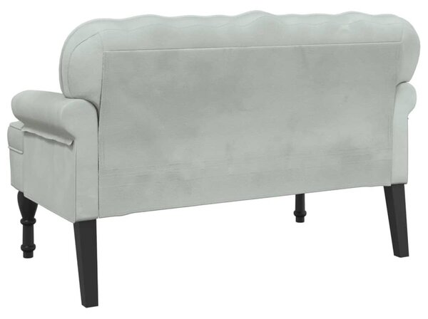 VidaXL világosszürke bársony pad háttámlával 119,5 x 64,5 x 75 cm