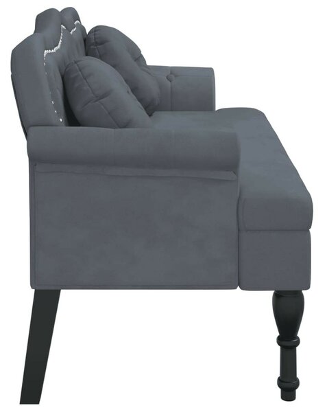 VidaXL sötétszürke bársony pad párnákkal 120,5 x 65 x 75 cm