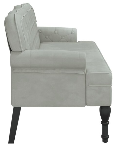 VidaXL világosszürke bársony pad háttámlával 119,5 x 64,5 x 75 cm