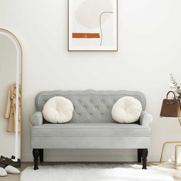 VidaXL világosszürke bársony pad háttámlával 119,5 x 64,5 x 75 cm