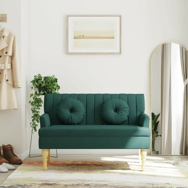 VidaXL sötétzöld szövetpad párnákkal 113x64,5x75,5 cm