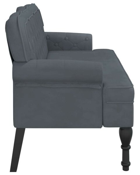 VidaXL sötétszürke bársony pad háttámlával 119,5 x 64,5 x 75 cm