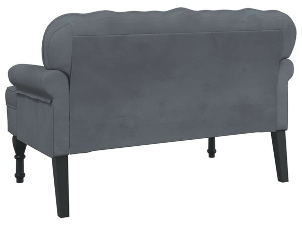 VidaXL sötétszürke bársony pad háttámlával 119,5 x 64,5 x 75 cm