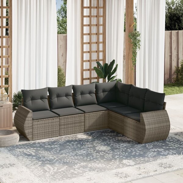6 részes szürke polyrattan kerti ülőgarnitúra párnákkal