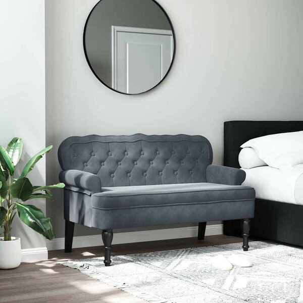 VidaXL sötétszürke bársony pad háttámlával 119,5 x 64,5 x 75 cm