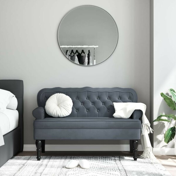 VidaXL sötétszürke bársony pad háttámlával 119,5 x 64,5 x 75 cm