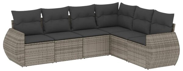 6 részes szürke polyrattan kerti ülőgarnitúra párnákkal