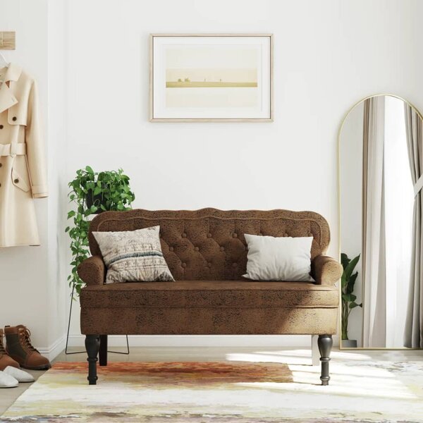 VidaXL barna műbőr pad háttámlával 119,5 x 64,5 x 75 cm